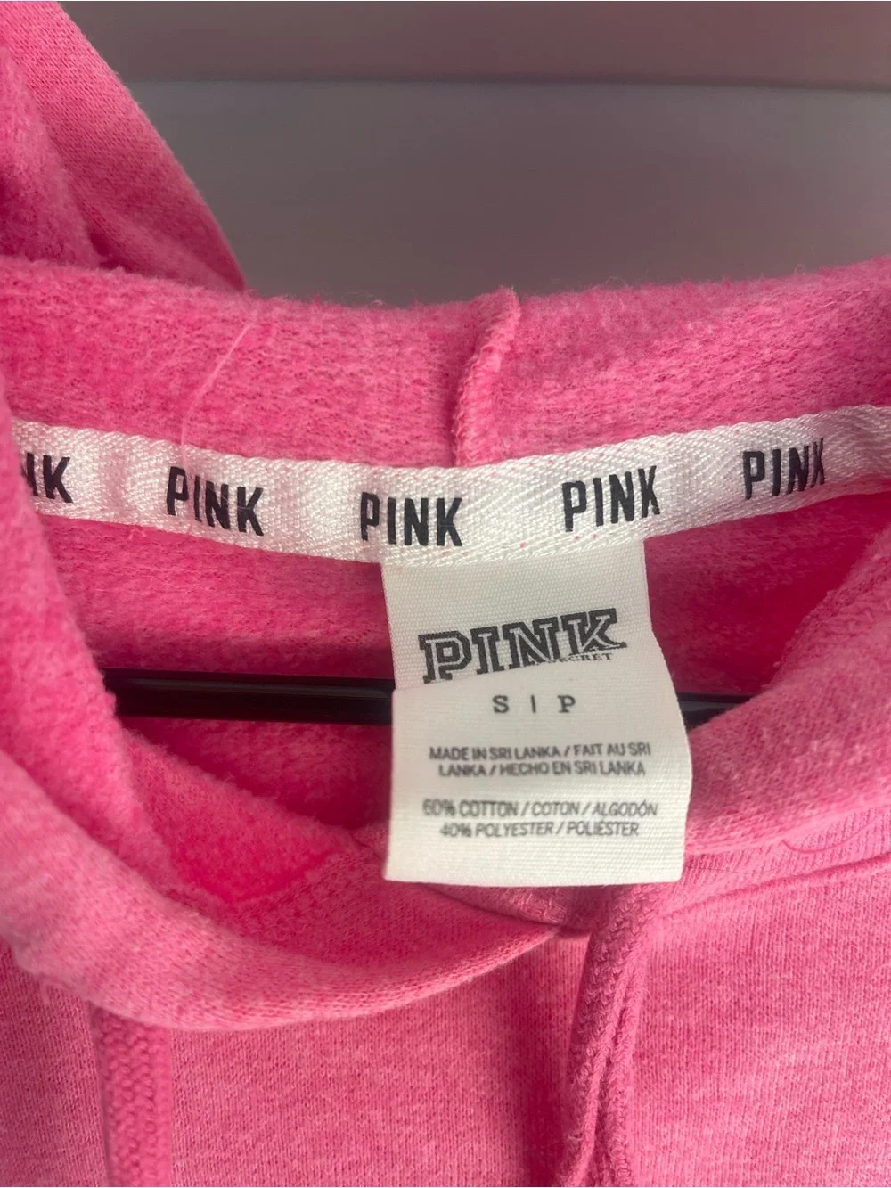 PINK Victoria's Secret Hot Pink Hoodie with White Logo Trim